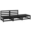 vidaXL Salon de jardin 3 pcs noir bois de pin massif