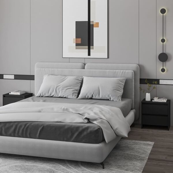 vidaXL Tables de chevet 2 pcs noir 45x34,5x44,5 cm bois d'ing&eacute;nierie