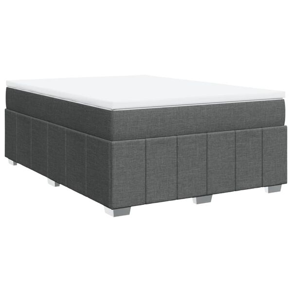 vidaXL Sommier &agrave; lattes de lit avec matelas Gris fonc&eacute; 160x200cm Tissu
