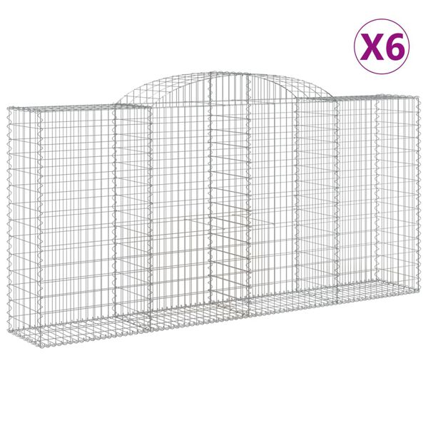 vidaXL Paniers &agrave; gabions arqu&eacute;s 6 pcs 300x50x140/160 cm fer galvanis&eacute;