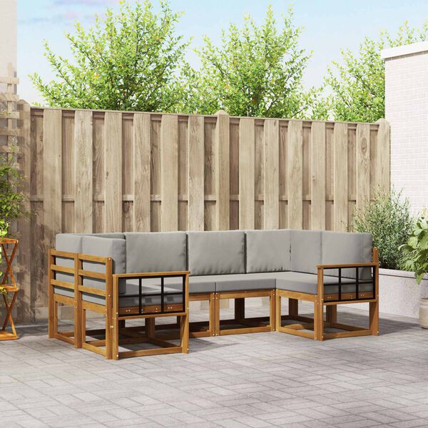 vidaXL Ensemble de canap&eacute;s d'ext&eacute;rieur 6 pcs Gris Naturel et Clair