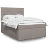 vidaXL Sommier &agrave; lattes de lit avec matelas Taupe 140x200 cm Tissu