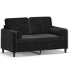 vidaXL Canap&eacute; 2 places avec oreillers d&eacute;coratifs noir 120 cm velours