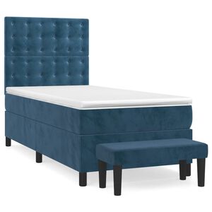 vidaXL Sommier &agrave; lattes de lit avec matelas Bleu fonc&eacute; 90x190 cm