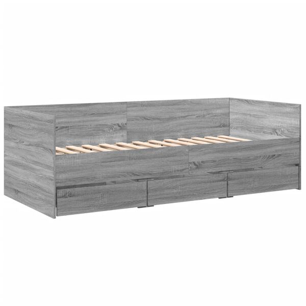 vidaXL Lit de jour avec tiroirs sans matelas sonoma gris 75x190 cm