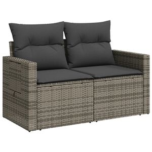 vidaXL Canap&eacute; de jardin 2 places avec coussins gris r&eacute;sine tress&eacute;e