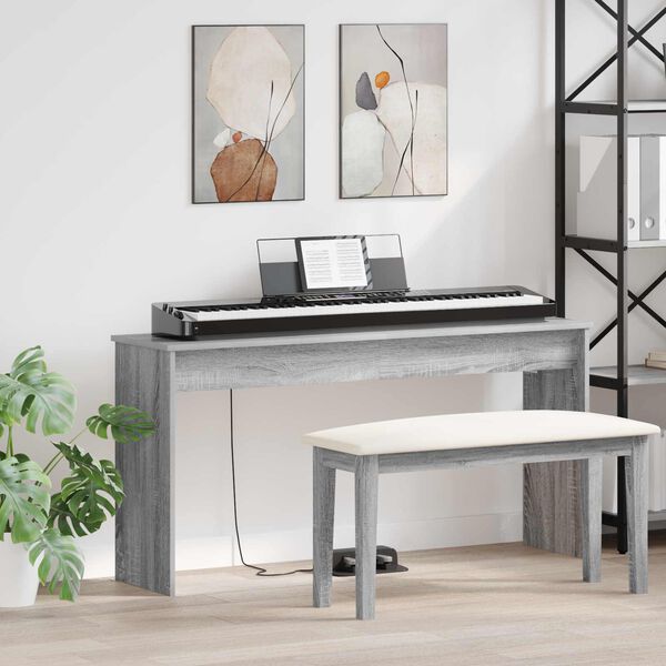vidaXL Stand de clavier Gris Sonoma 130 x 32 x 64 cm Bois d'ing&eacute;nierie