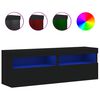 vidaXL Meubles TV muraux avec lumi&egrave;res LED 2 pcs noir 60x30x40 cm