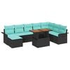 vidaXL Ensemble de canap&eacute; de jardin 9 pcs Noir Poly rotin
