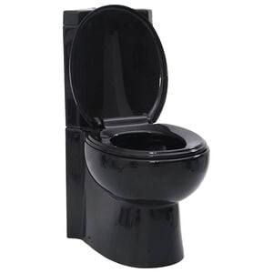 vidaXL Toilette d'angle en c&eacute;ramique pour salle de bains noir