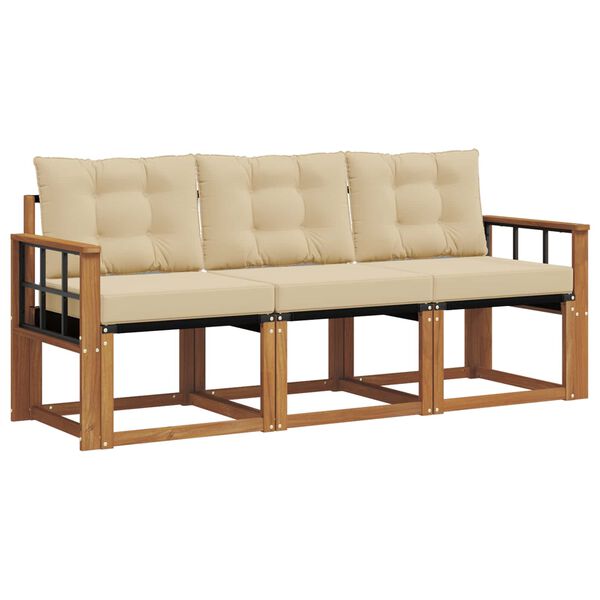 vidaXL Ensemble de canap&eacute;s d'ext&eacute;rieur 3 pcs Naturel et Beige