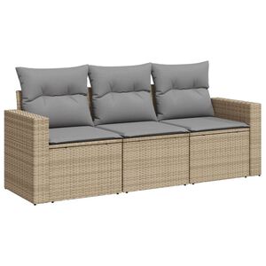 vidaXL Salon de jardin avec coussins 3 pcs beige r&eacute;sine tress&eacute;e