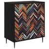 vidaXL Commode OMMEN Imprim&eacute; g&eacute;om&eacute;trique 66 x 36,5 x 76 cm Ch&ecirc;ne noir