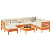 vidaXL Salon de jardin 8 pcs avec coussins marron cire bois pin massif