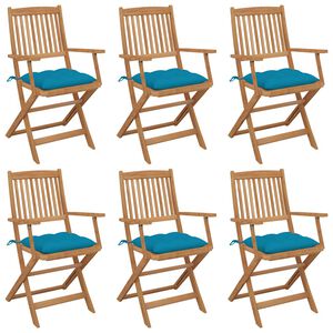 vidaXL Chaises pliables de jardin lot de 6 avec coussins Bois d'acacia