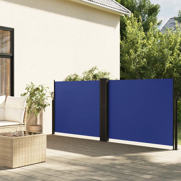 vidaXL Auvent lat&eacute;ral r&eacute;tractable bleu 100x600 cm