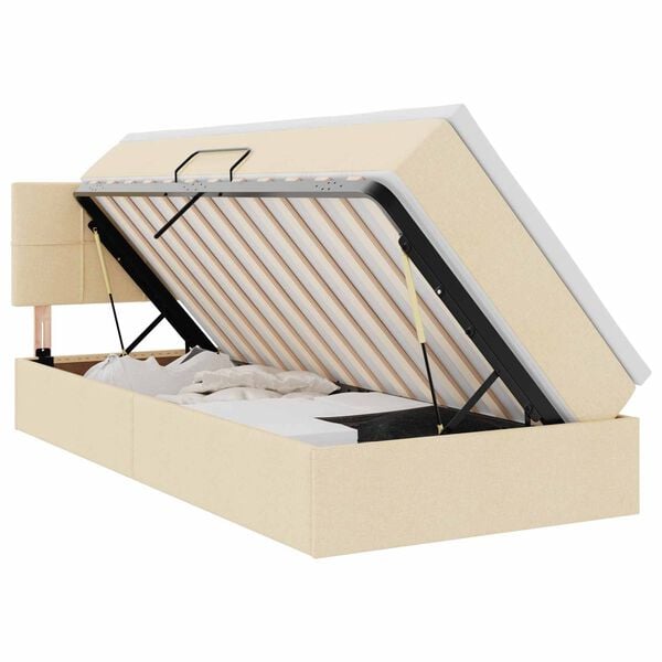 vidaXL Lit avec rangement et matelas avec matelas Cr&egrave;me 100 x 200 cm