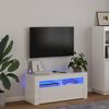 vidaXL Meuble TV avec lumi&egrave;res LED blanc brillant 90x35x40 cm