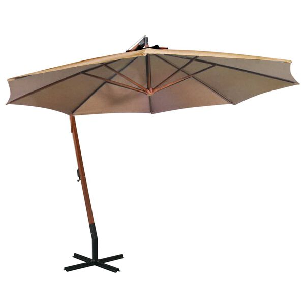 vidaXL Parasol de jardin suspendu avec m&acirc;t taupe bois de sapin massif