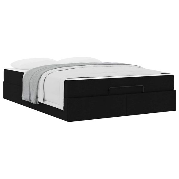 vidaXL Cadre de lit avec matelas avec matelas 2 pcs Noir tissu