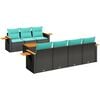 vidaXL Salon de jardin 8 pcs avec coussins noir r&eacute;sine tress&eacute;e