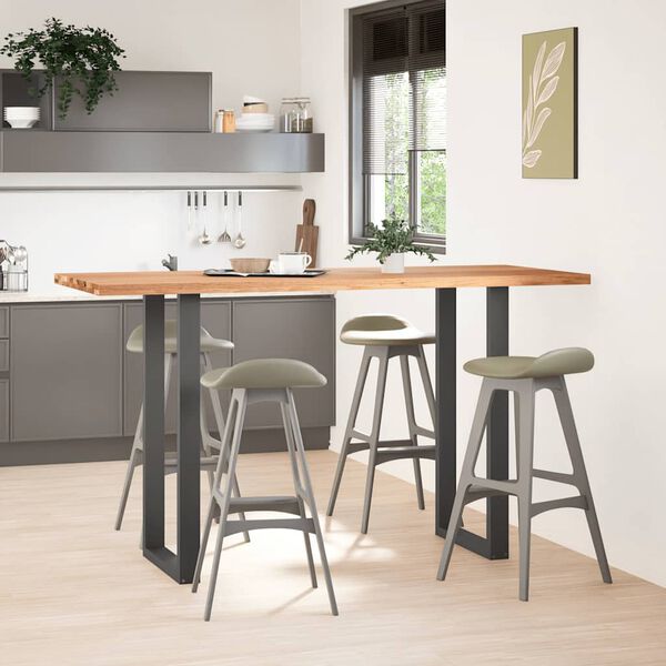 vidaXL Table de bar rectangulaire en bois massif de ch&ecirc;ne marron clair 200 x 80 x 112 cm