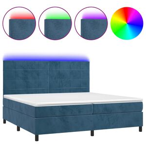 vidaXL Sommier &agrave; lattes de lit matelas LED Bleu fonc&eacute; 200x200 cm