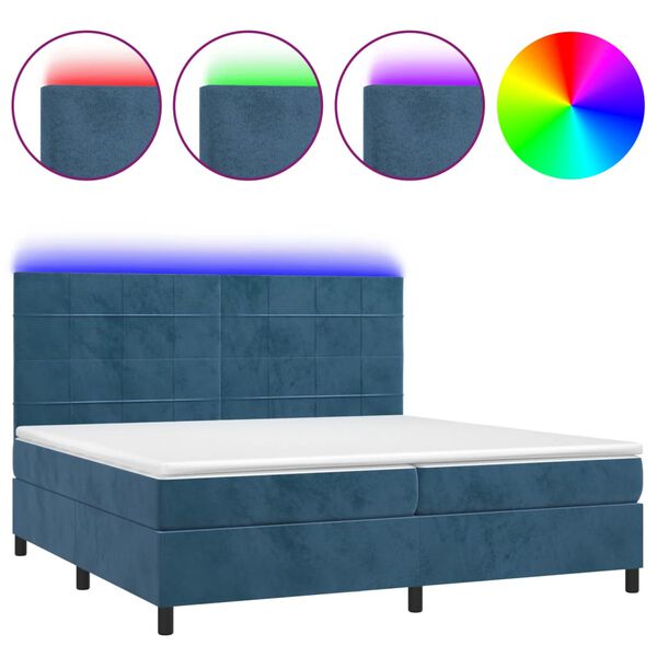 vidaXL Sommier &agrave; lattes de lit matelas LED Bleu fonc&eacute; 200x200 cm