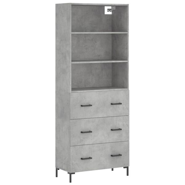 vidaXL Buffet haut Gris b&eacute;ton 69,5x34x180 cm Bois d'ing&eacute;nierie