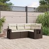vidaXL Salon de jardin 4 pcs avec coussins marron r&eacute;sine tress&eacute;e