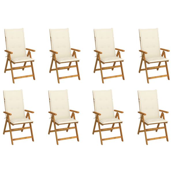 vidaXL Chaises pliables de jardin avec coussins lot de 8 Bois d'acacia