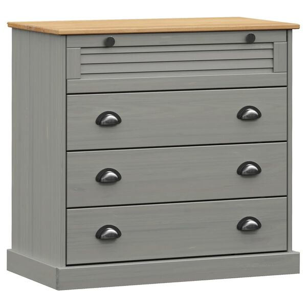 vidaXL Commode VIGO gris 80x40x76 cm bois massif de pin