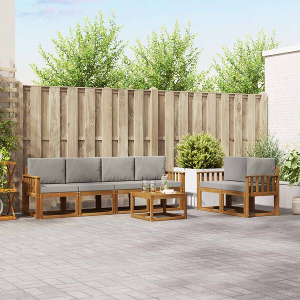 vidaXL Ensemble de canap&eacute;s d'ext&eacute;rieur 7 pcs Gris Naturel et Clair