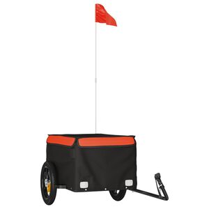 vidaXL Remorque de v&eacute;lo noir et orange 30 kg fer