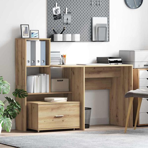 vidaXL Bureau Ch&ecirc;ne artisanal 131,5 x 50 x 106,5 cm Bois d'ing&eacute;nierie