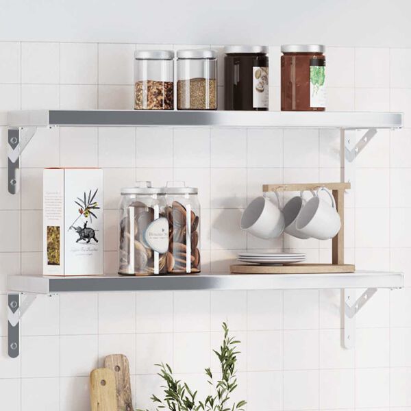 vidaXL Supports d'étagères 4 pcs 20x2,5x14 cm argenté acier inoxydable