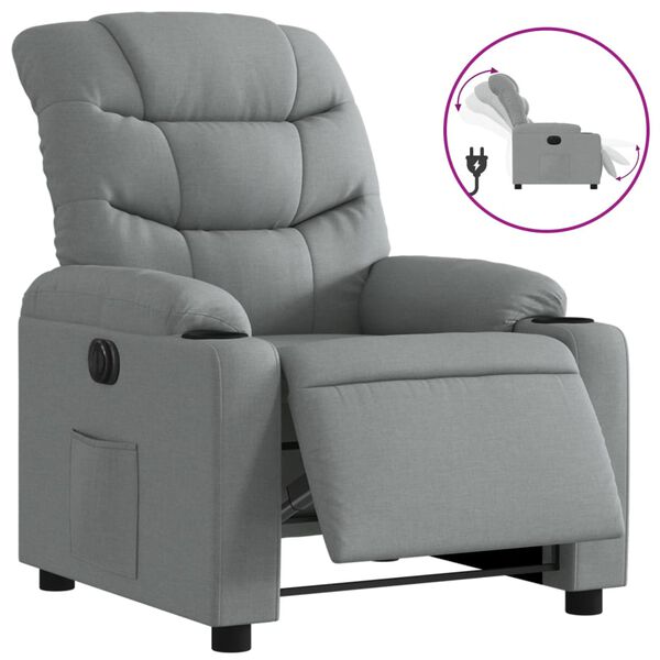 vidaXL Fauteuil inclinable &eacute;lectrique Gris clair Tissu