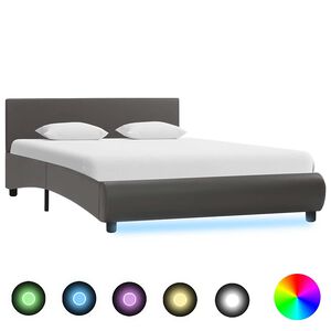 vidaXL Cadre de lit avec LED Gris Similicuir 120 x 200 cm