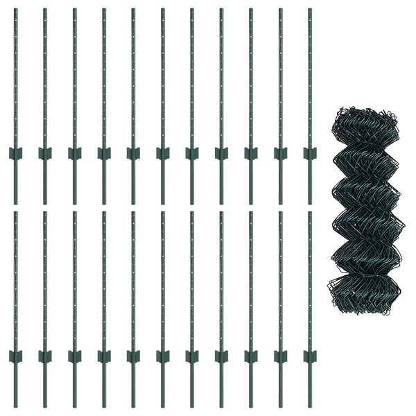 vidaXL Cl&ocirc;ture et Poteau Vert 0,8 x 25 m Acier