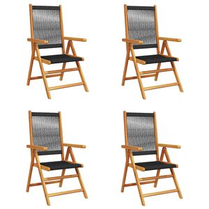 vidaXL Fauteuils pliants inclinables 4 pcs bois d'acacia massif noir