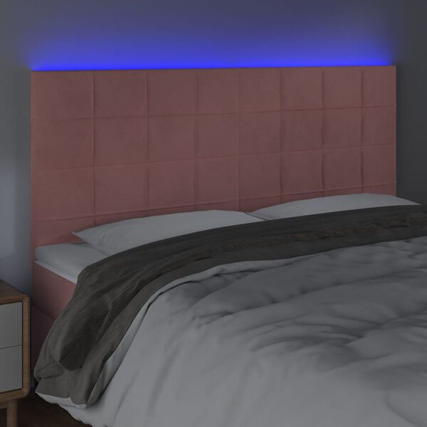 vidaXL T&ecirc;te de lit &agrave; LED Rose 180x5x118/128 cm Velours