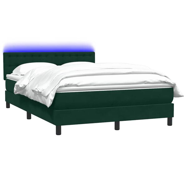 vidaXL Sommier &agrave; lattes de lit et matelas et LED vert fonc&eacute; 160x210cm velours