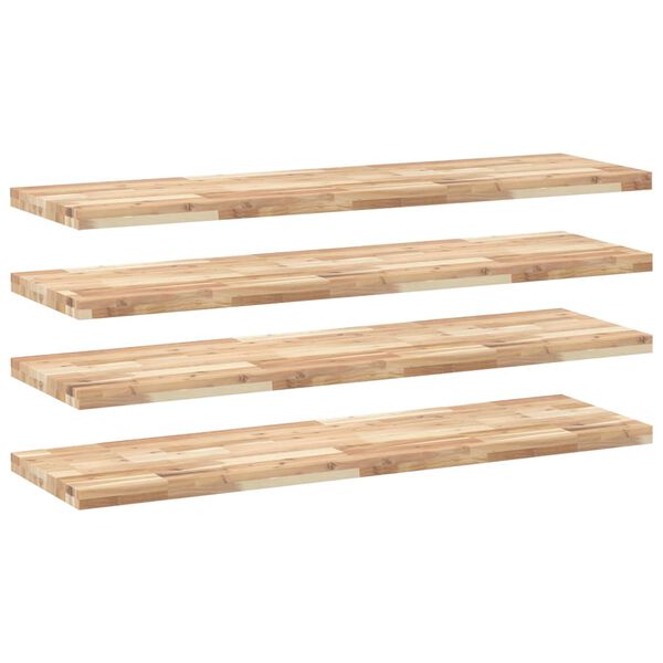 vidaXL &Eacute;tag&egrave;res flottantes 4 pcs 120x40x4 cm acacia massif non trait&eacute;