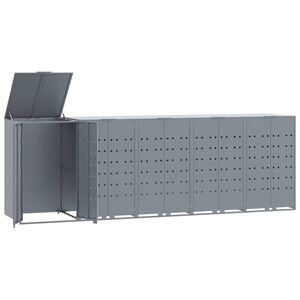 vidaXL Rangement &agrave; roulettes pour poubelles pour 5 bacs gris acier