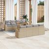 vidaXL Ensemble de canap&eacute; de jardin 9 pcs Beige Poly rotin