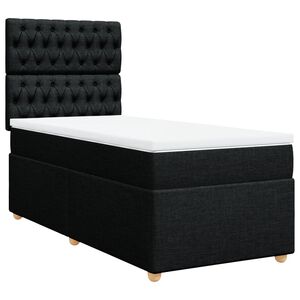 vidaXL Sommier &agrave; lattes de lit et matelas Noir 80x200 cm Tissu