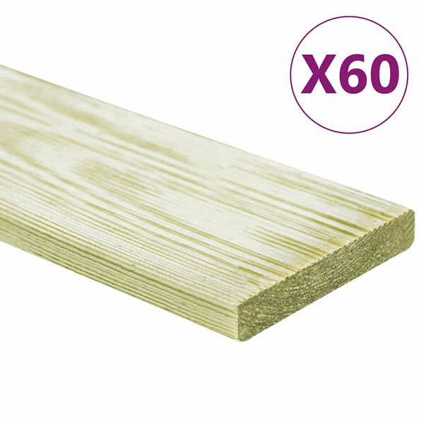 vidaXL Panneaux de terrasse 60 pcs 7,2 m&sup2; 1 m Pin massif impr&eacute;gn&eacute;