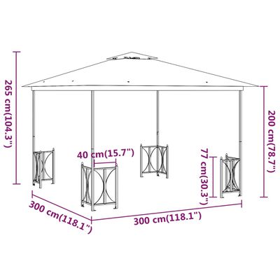 vidaXL Tonnelle avec parois et toit double 3x3 m Crème