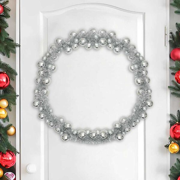 vidaXL Guirlande de Boules de Noël Argent 186 cm Polystyrène