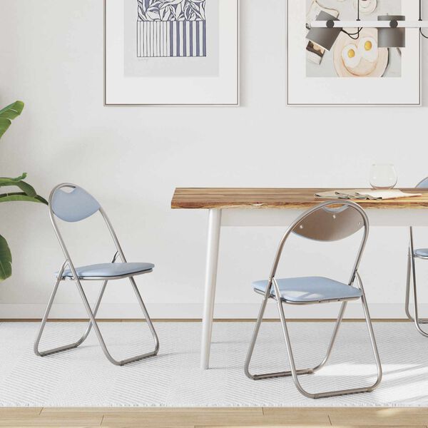 vidaXL Chaise pliante 2 pcs Gris 48 x 43,5 x 81 cm Simili cuir